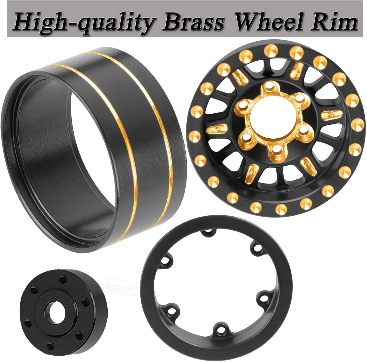 RC Full Brass 1.0in Beadlock RC Wheel RC Tires for 1/18 1/24 Trx4m Axial SCX24 RC Crawler, 1.0“RC Metal Wheel Hub Rim RC Truck Tires 4pcs