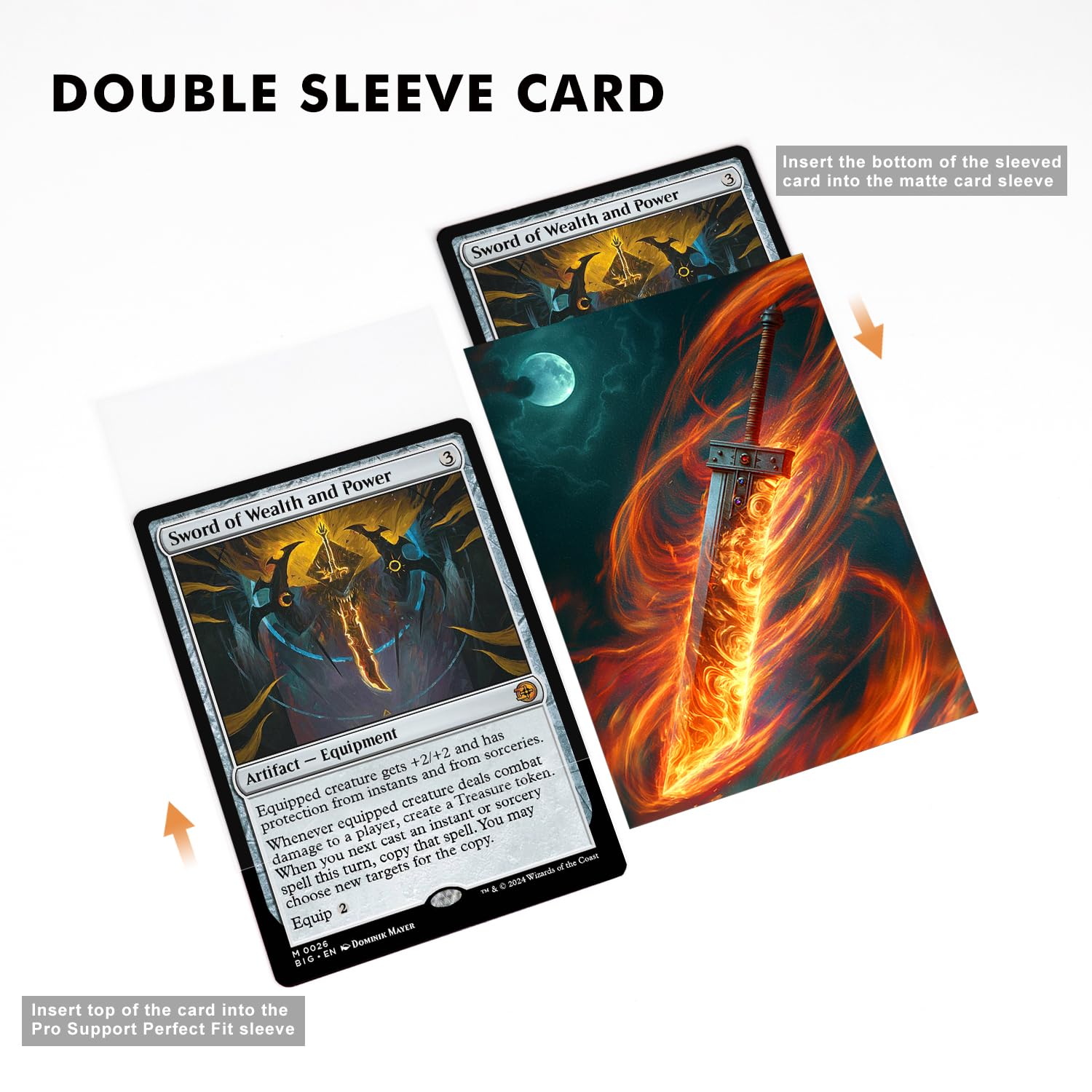 Amazon.com: Katomula 100 MTG Card Sleeves with 100 Inner Sleeve, Textured  Back Art Sleeves, Fit Standard Size Cards (Cloud Buster Sword) : Toys &  Games
