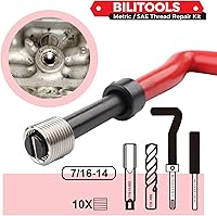 Vista 32 de BILITOOLS Kit de reparación de roscas helicoidales métricas, 131 piezas HSS Drill Heli Coil Kit de reparación M5 M6 M8 M10 M12