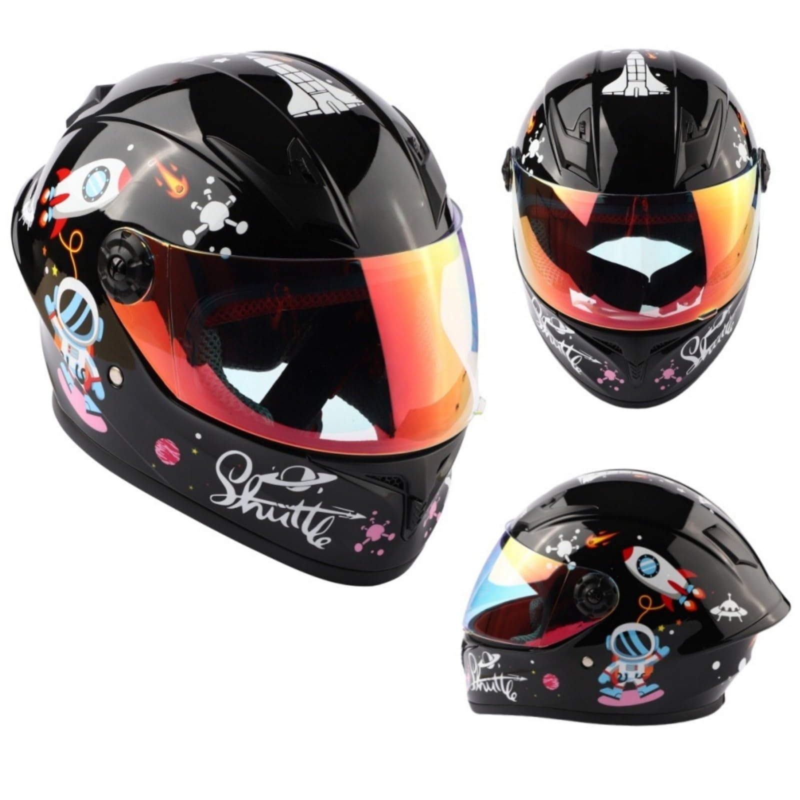 Kids Full Face Motorbike Helmet, Child All Weather Multi Purpose Helmet for Scooter, Electric Motorcycles, ECE Approved M,S(49-50CM)