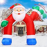 Vista 3 de COMIN Inflables de Navidad de 11.8 pies, arco de Papá Noel, decoración al aire libre, agitable, de Navidad, inflable, con LED integrados