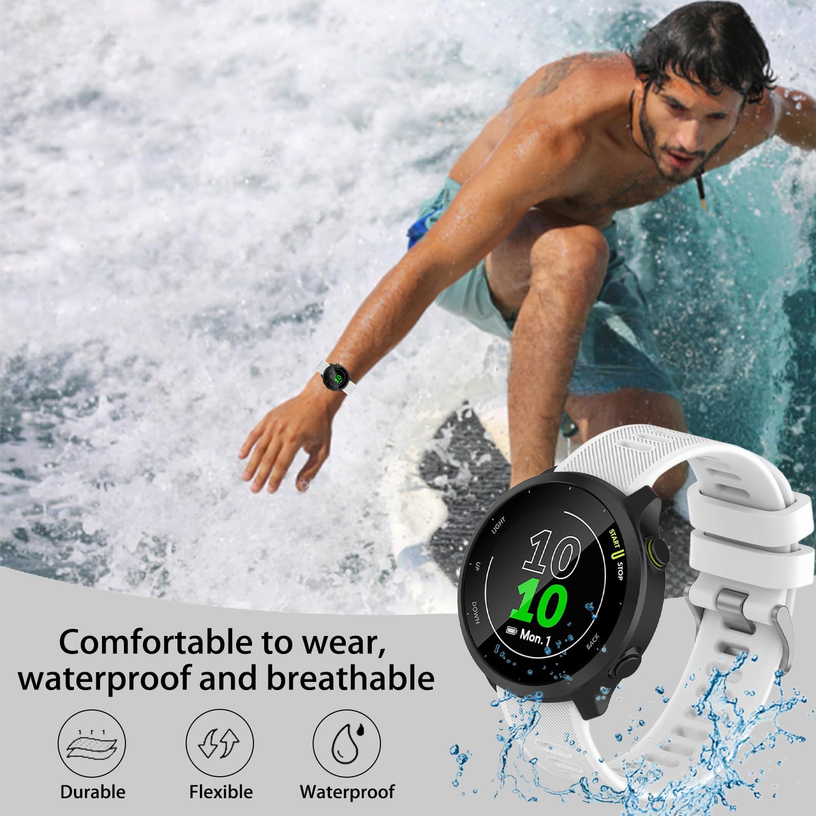 Cinturino Compatibile con Garmin Forerunner 55/158 / 245/165 / 645, 20mm Cinturino Universale Ricambio, Regolabile Cinturini Sportivo (nessun Tracker)