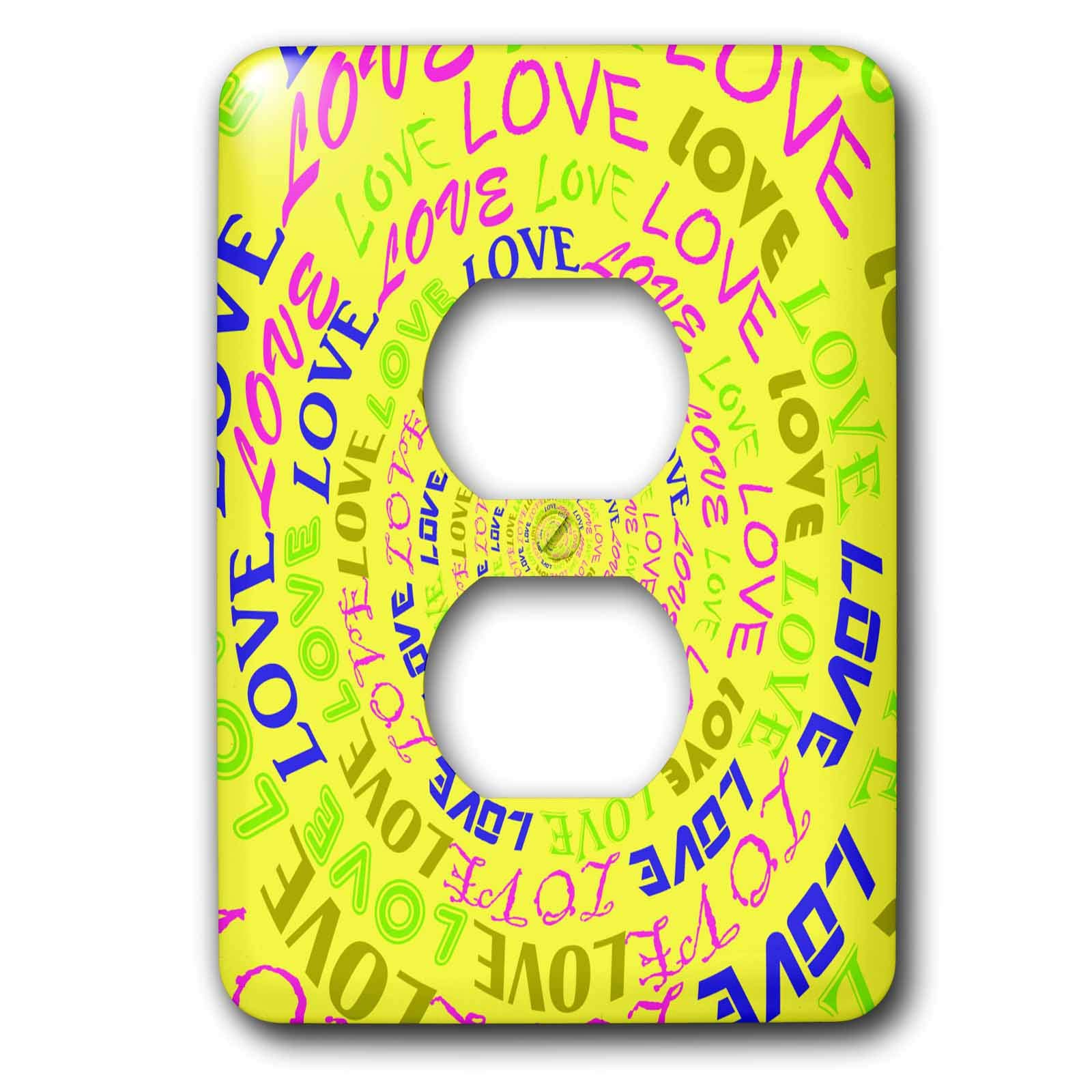 Cache prise de courant jaune Never Ending Love pour decoration interieure