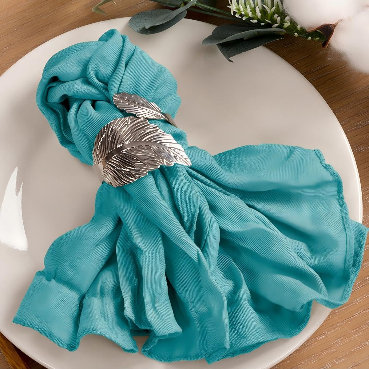 Cloth Napkins Set of 10 21"x21" Reusable Cheesecloth Napkins Bulk Teal Blue
