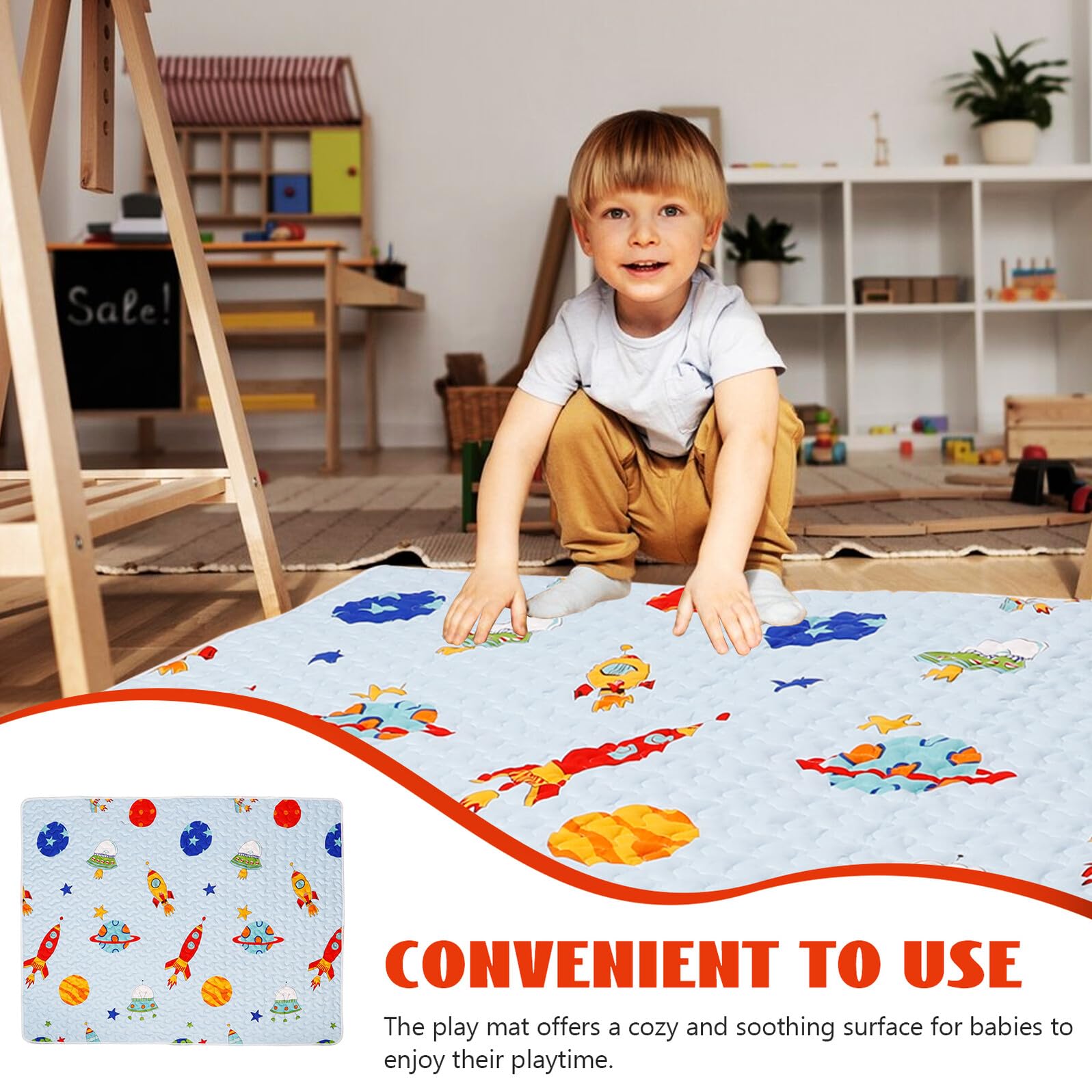 Tapis de Jeu Bébé Doux et Antidérapant en Tissu Surface Confortable pour Chaise Haute, pour Protéger le Sol Lors des Repas ou Activités Ludiques