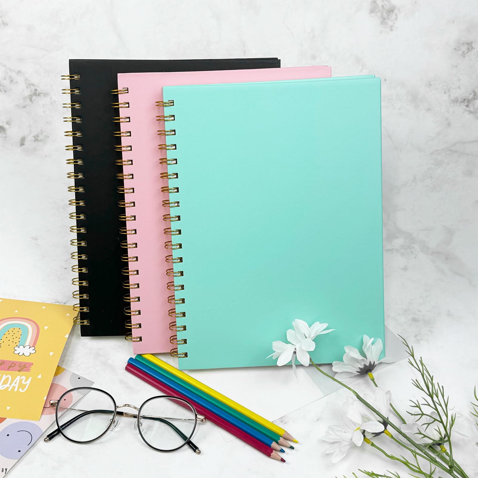 Quaderno a spirale a righe, formato B5, con copertina rigida, colore rosa, 100 g/m², 7 x 10 | Carta spessa senza sbavature, 7 mm, 160 pagine per scuola, ufficio, viaggi e appunti, per donne e uomini