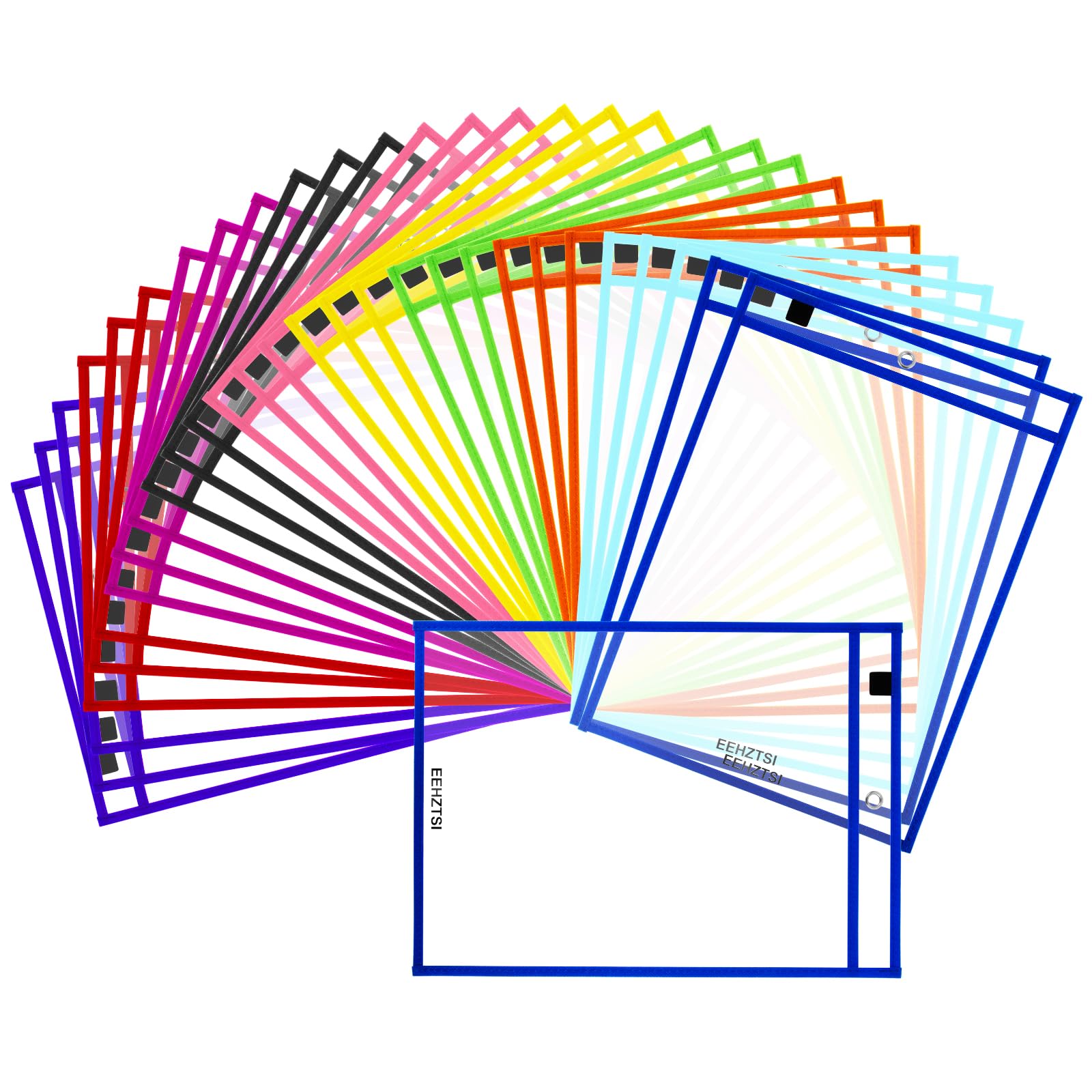 30 Packs Dry Erase Pocket Sleeves, Reusable Clear Plastic Classroom Pocket, 10x14 Inch Ticket Holders, Plastic Sleeves for School/Office Organization