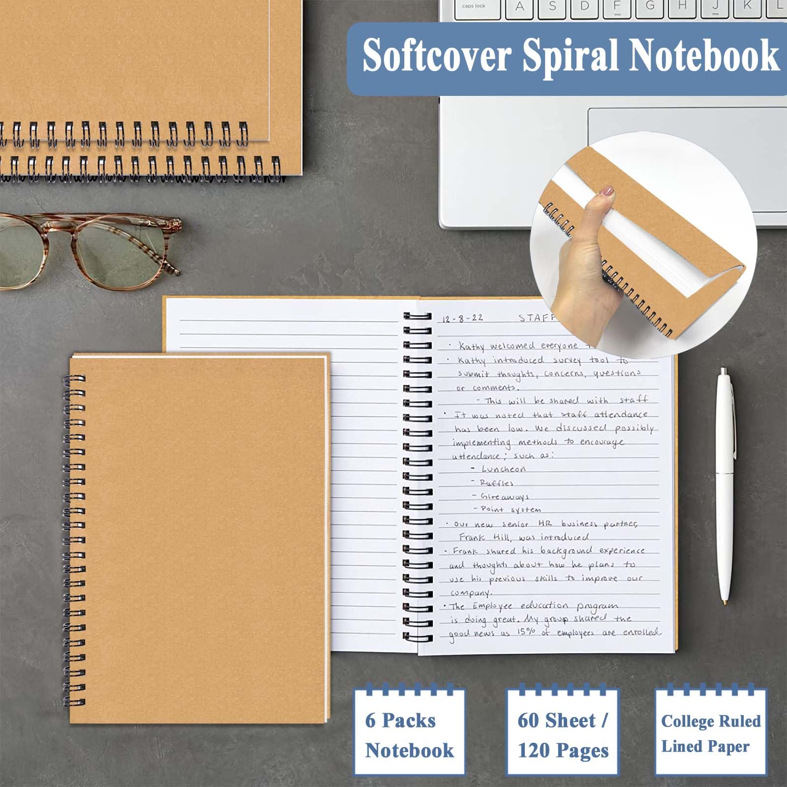 GINMLYDA 6 Pack Spiral Notebook A5 - Image 4