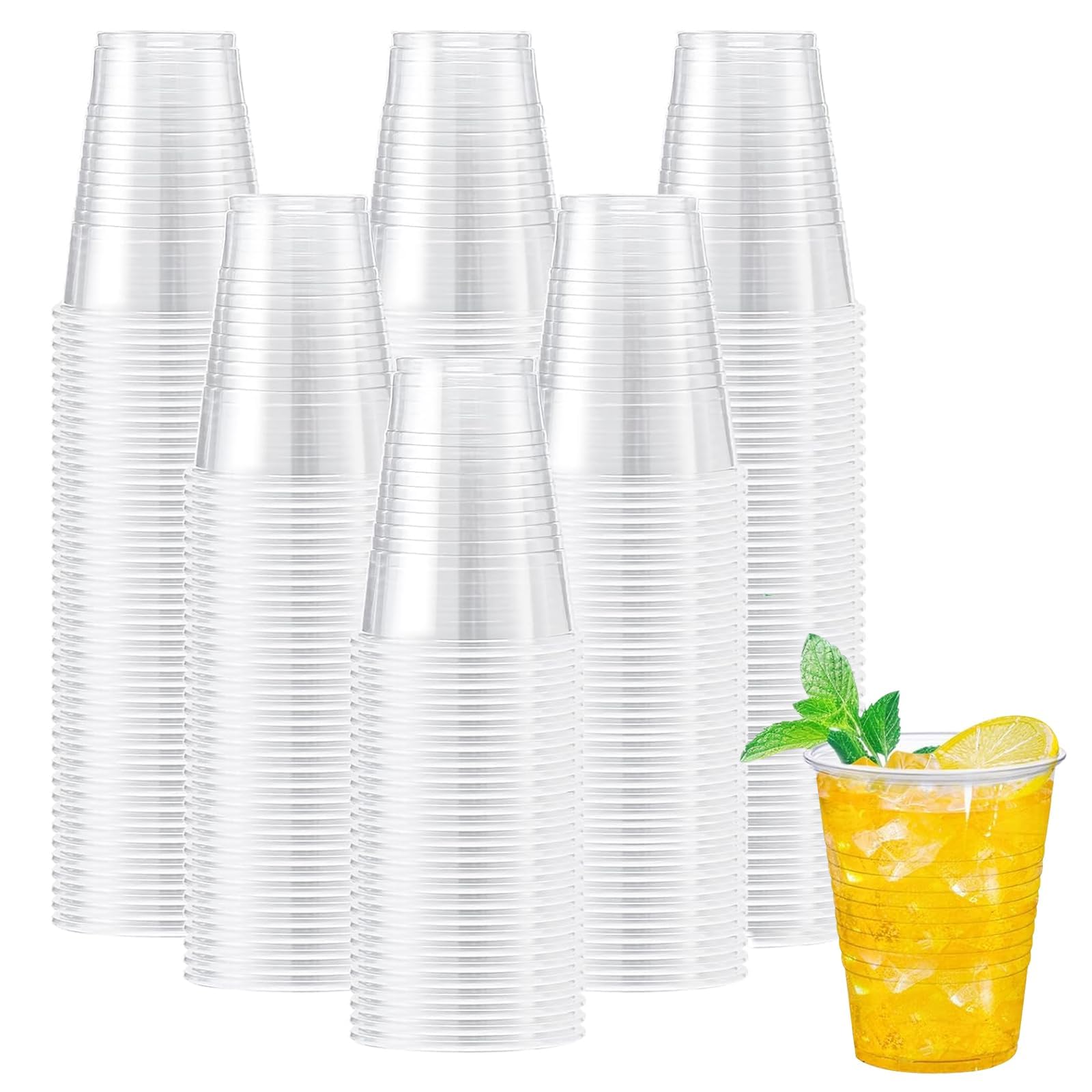 300 Clear Plastic Cups - 12oz Disposable Drinkware -9 300 Clear Plastic Cups - 12oz Disposable Drinkware -9