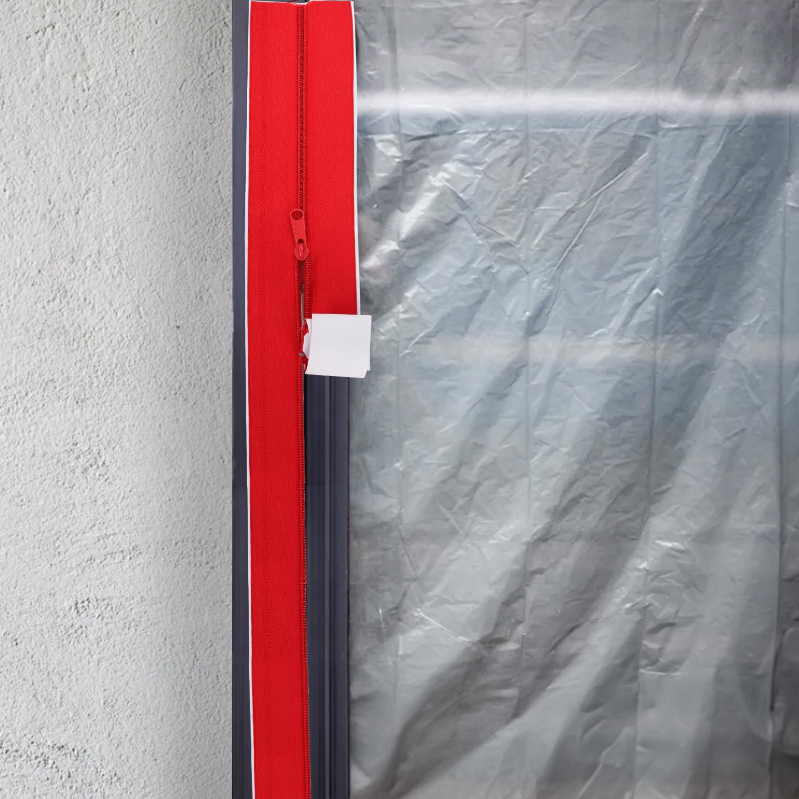 Acshio Paquete de 4 cremalleras protectoras contra el polvo, cremallera de doble cara resistente de 7 pies de largo con cortador de láminas de plástico, cierre hermético autoadhesivo instantáneo para