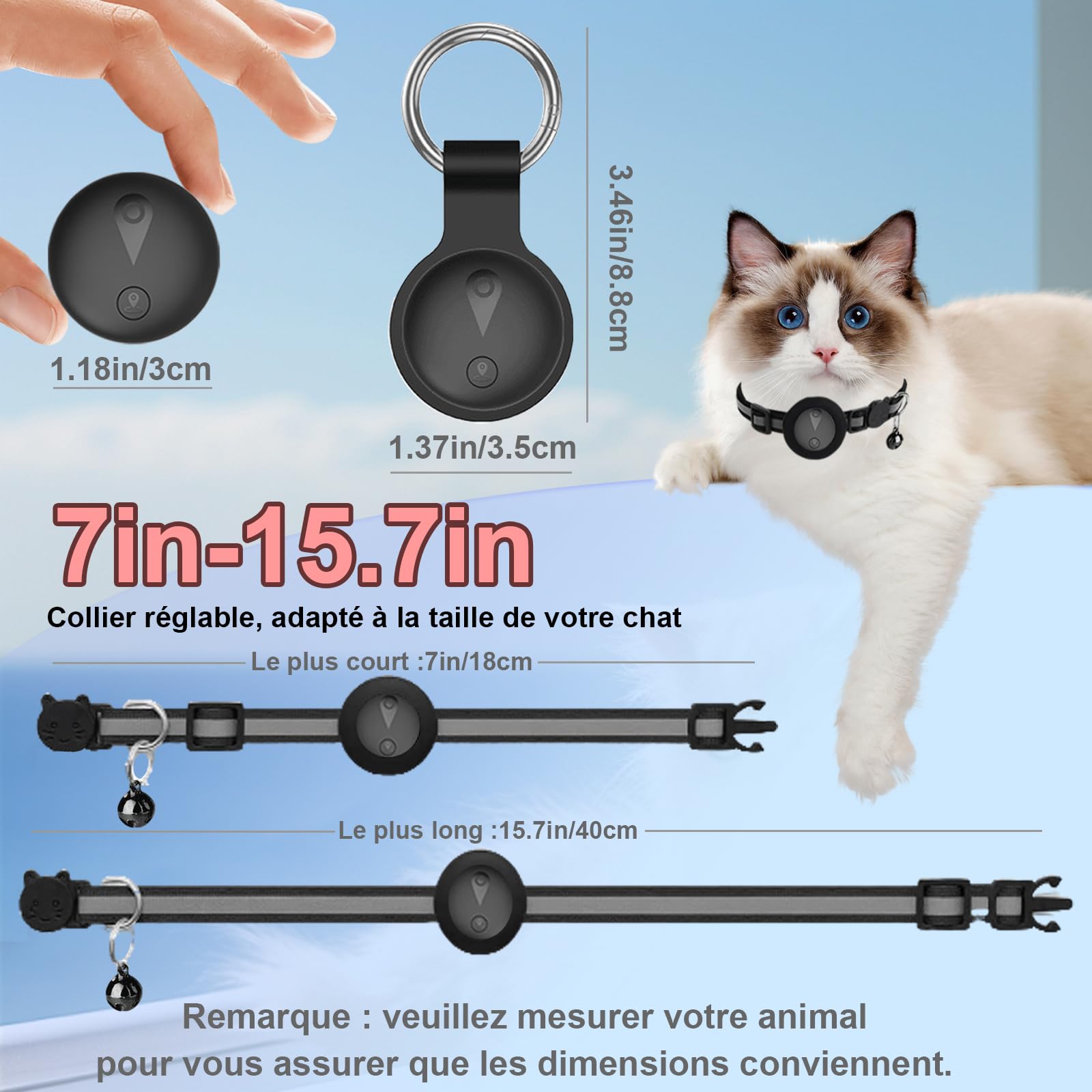 GPS Tracker Katze Kein Abonnement Erforderlich Tracker Katze Unterstützt Android & iOS Katzenhalsband Mit GPS Aktivitätenverlauf Katzen GPS Tracker Standortverfolgung –schwarz