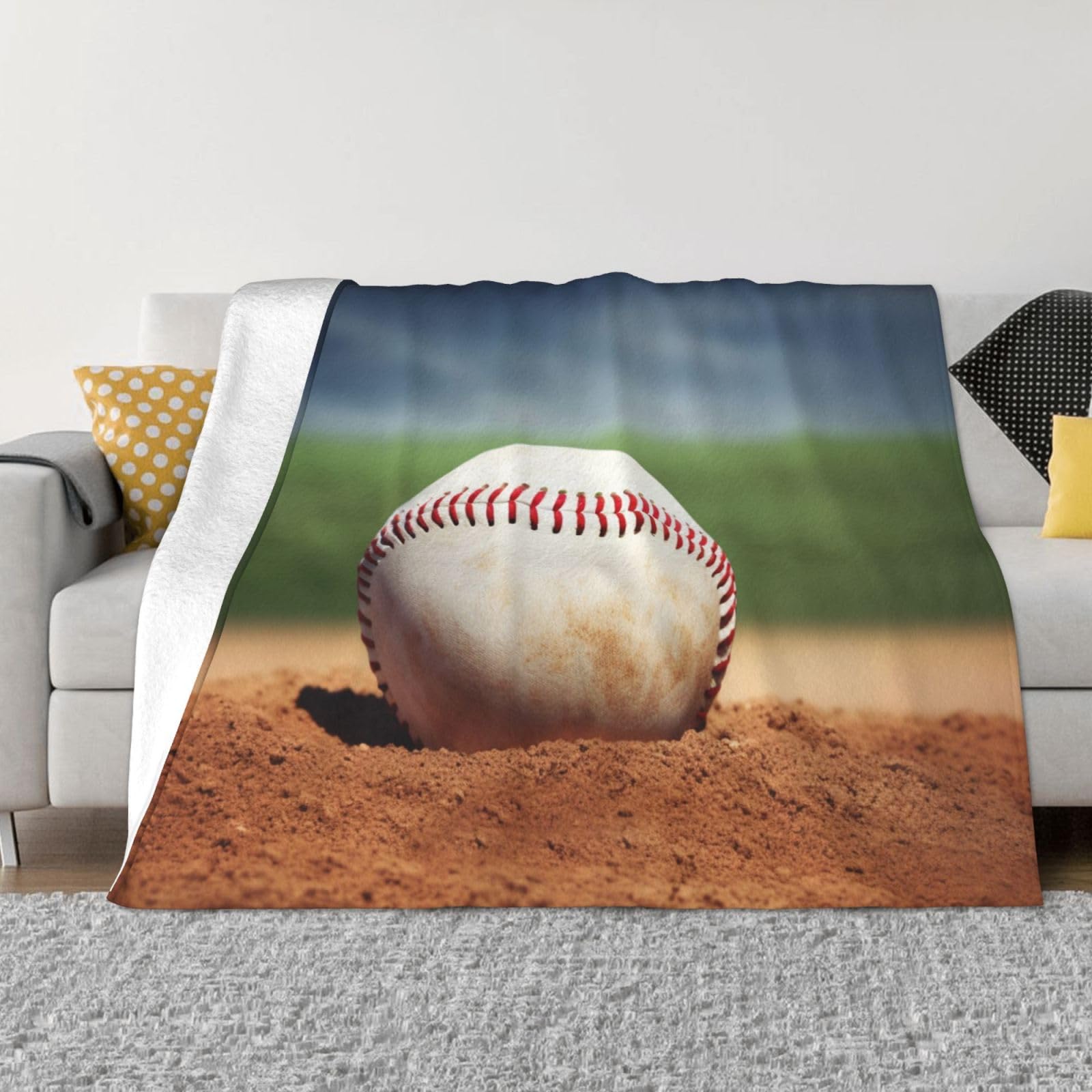 KLOPH Baseball Throw Blanket 40"x30" Flannel Fluffy Warm Blanket for Couch, Reversible Plush Blankets for Bed, Comfy Fuzzy Blanket for Sofa, Plush Lightweight-Blankets for All Season