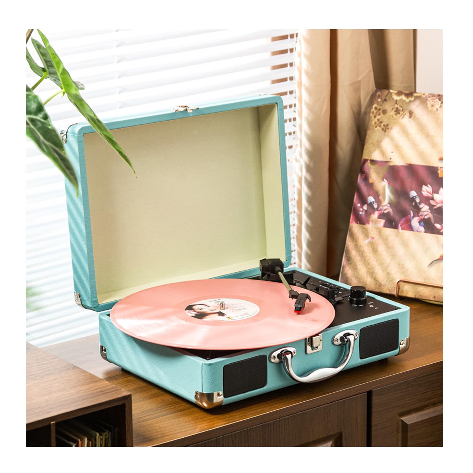 Tragbarer Vintage-Plattenspieler mit TF/USB-Konnektivität, Kopfhörer-kompatibel, ideal für Heimdekor- und Musikbegeisterte, für Musikliebhaber