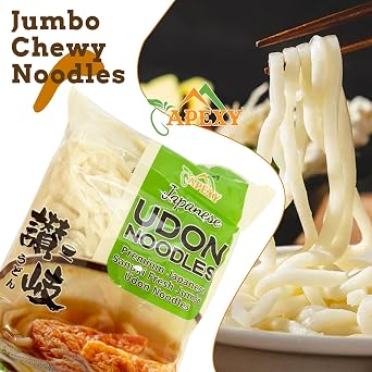 Apexy Japanese Style Fresh Udon Noodles, Authentic Sanuki Jumbo Chewy Noodles, Quick & Easy Meal Solution, 3 Individual Servings (Restaurant-Quality Taste at Home) 21.15oz
