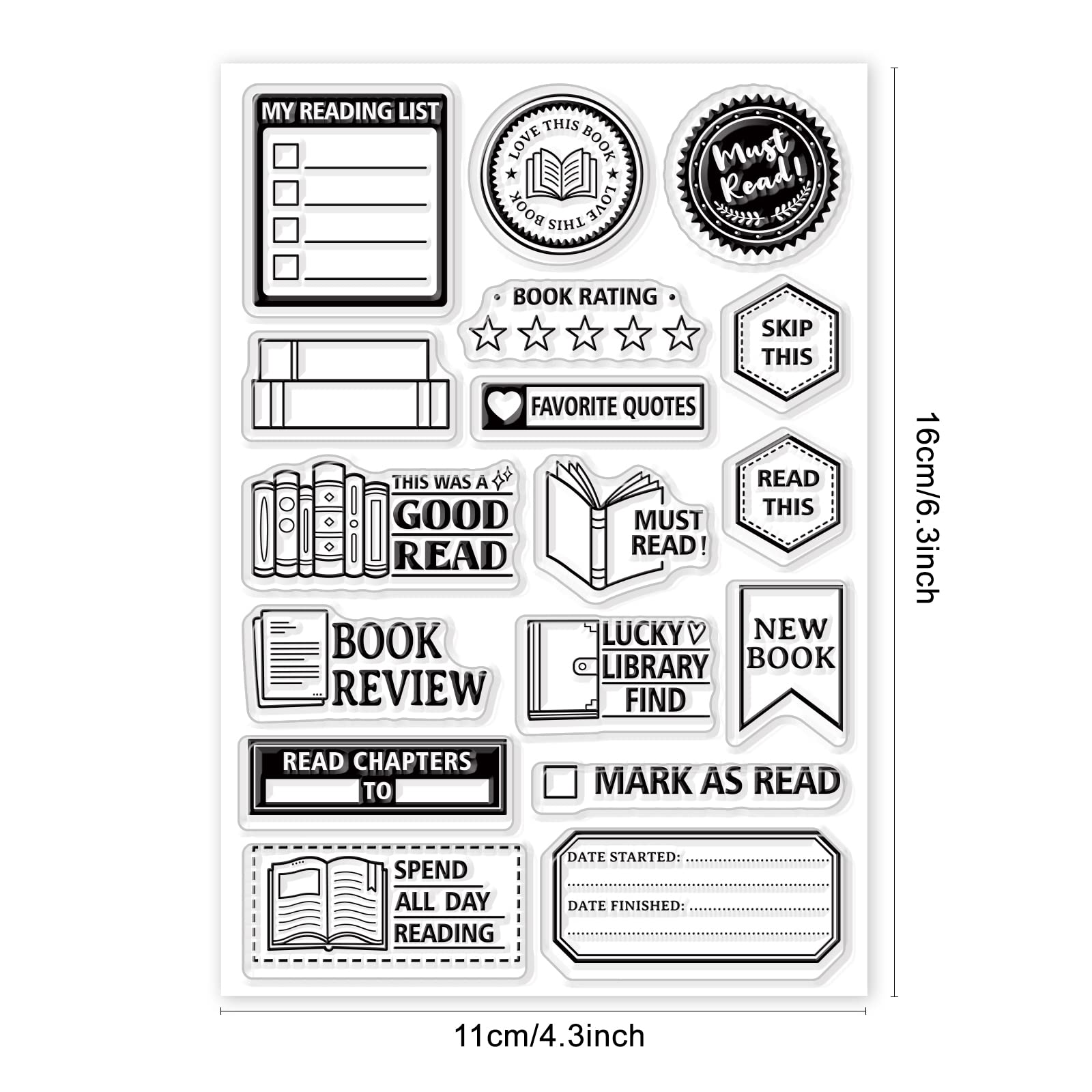 GLOBLELAND Libreria Libri di Stregoneria Timbri Trasparenti per Scrapbooking Fai da Te Libreria Magica Tema Letterario Sigilli in Silicone Trasparente per Francobolli per Riviste Carte Decorative