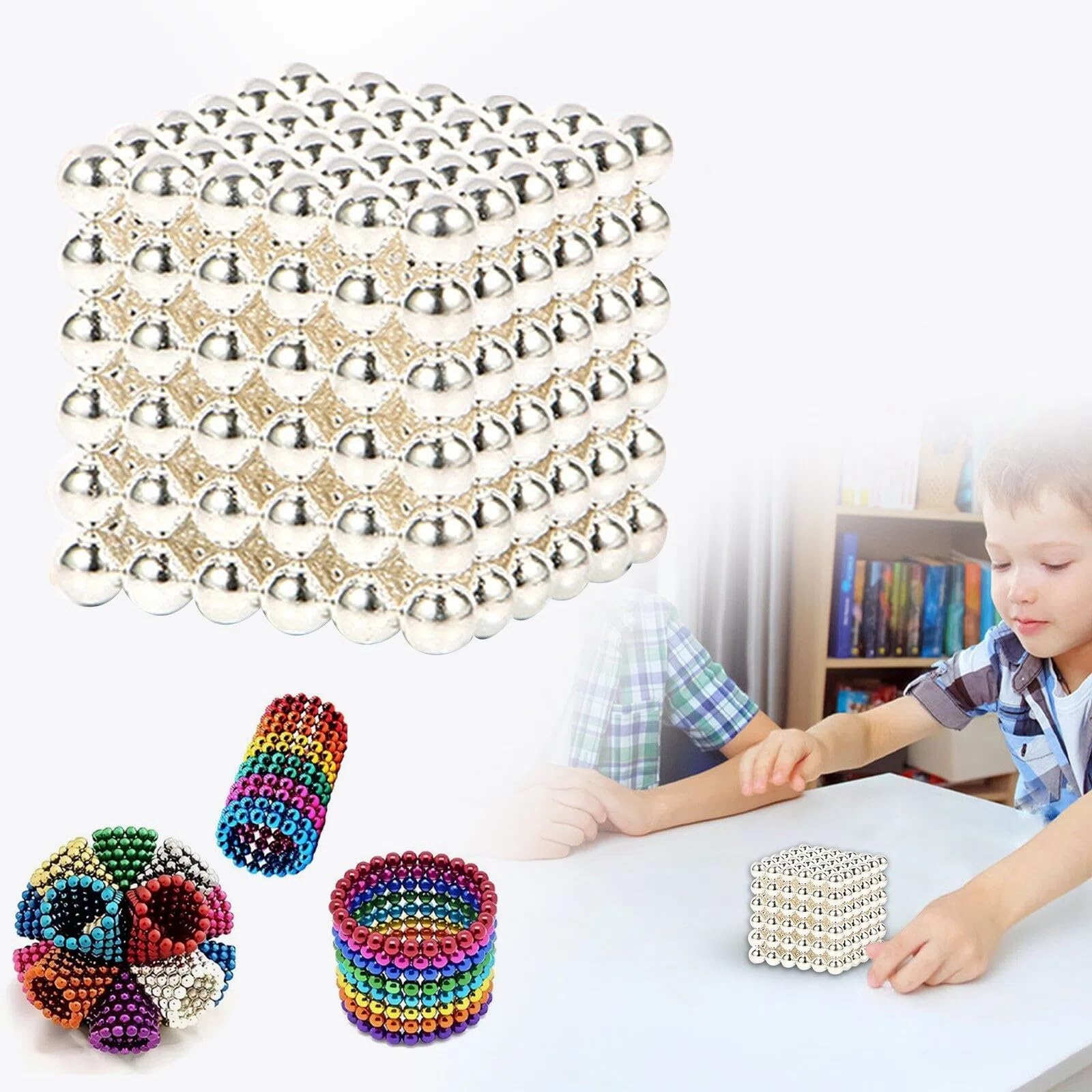Magnetic Fidget Balls 216PC Construction Building Blocks,Stacking Magnetic Balls,Finger Toys,Build Accessories Toys for Adults and Teenagers Creatively Stacking Magnetics Ball for Home (Sl-216)