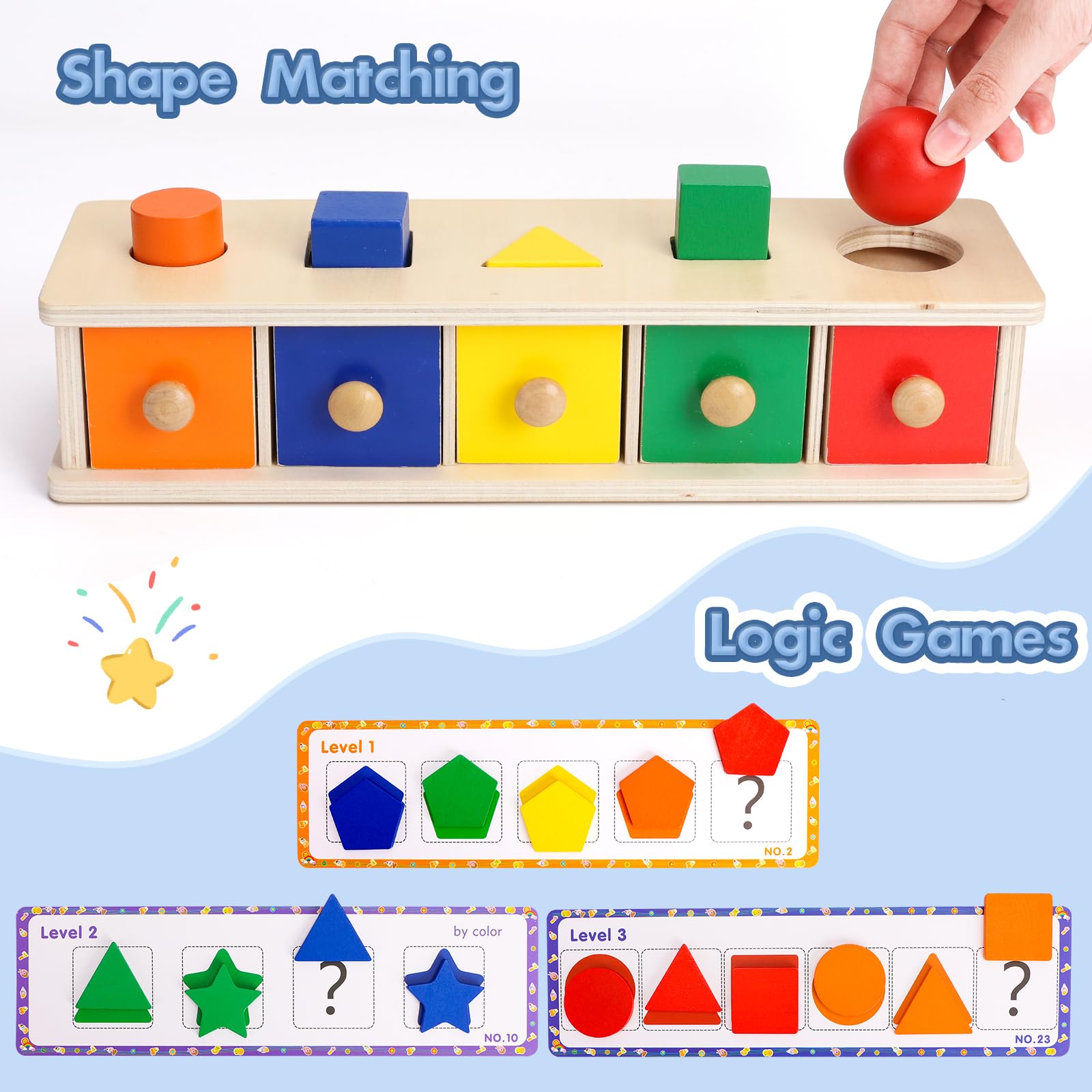 Snapklik.com : Peacurh Montessori Toys Wooden Color & Shape Sorter Toys ...