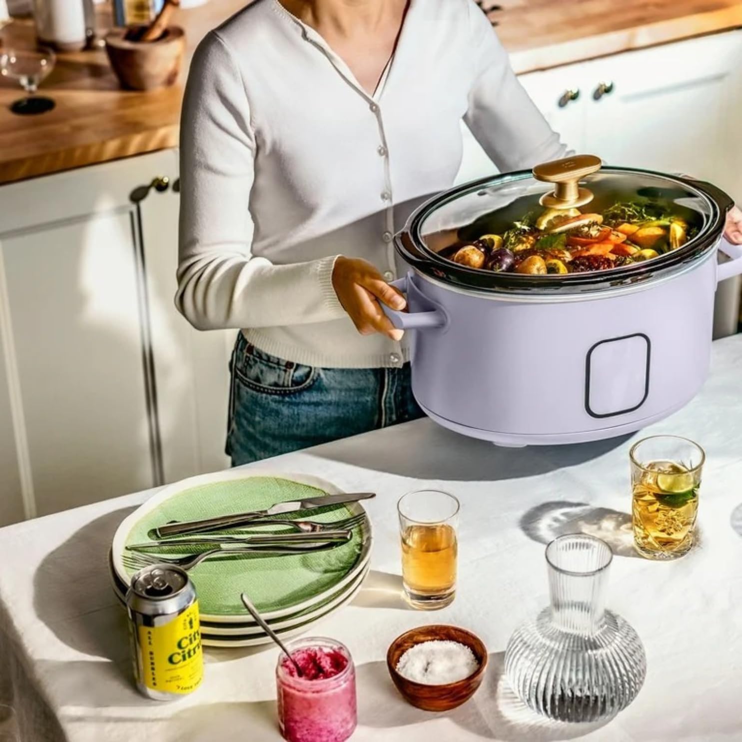 6 Quart Programmable Slow Cooker with Digital Timer, 5 Cooking Presets, Dishwasher Safe Crock Pot, Large Capacity, Easy to Use