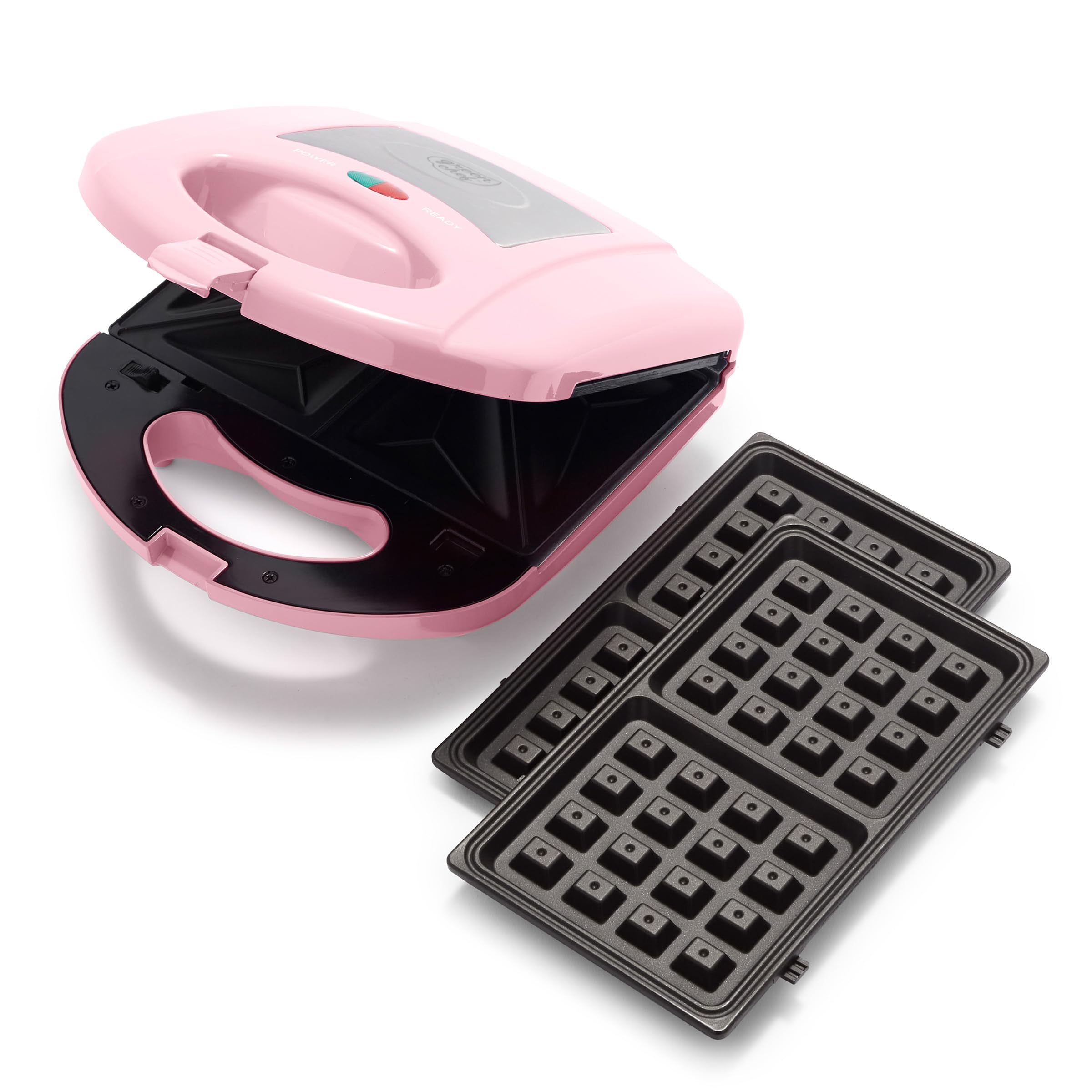GreenChef Electric 3 in 1 Macchina per Panini, Waffle e Sandwich, Piastre in Ceramica Antiaderente Rimovibili, senza PFAS e BPA, Lavastoviglie, Multifunzione, Temperatura Controllata, Rosa