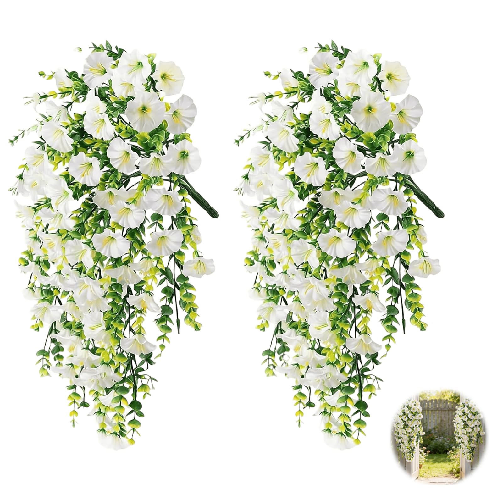 GMBANK Artificial Hanging Plants, 2Pcs Fake Hanging Flowers Bouquet