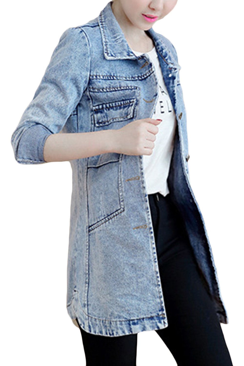sandbank Veste en jean léger en coton denim pour femme