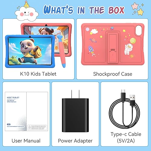 Miniatura 9 de Tablet para niños, tableta Android 15 para niños de 3 a 7 años, control parental, aplicaciones educativas preinstaladas, incluye funda protectora