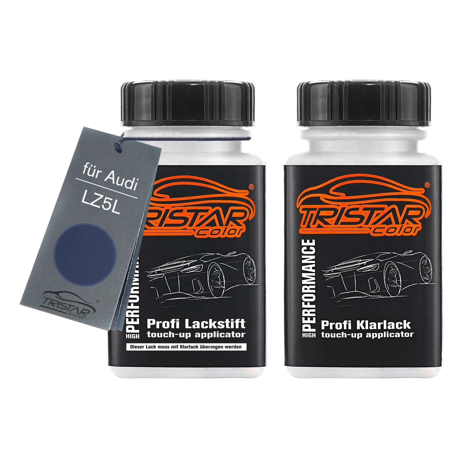 TRISTARcolor Car paint Touch-up pen set for Audi LZ5L Ming Blau Perl Base coat clear coat 50ml each