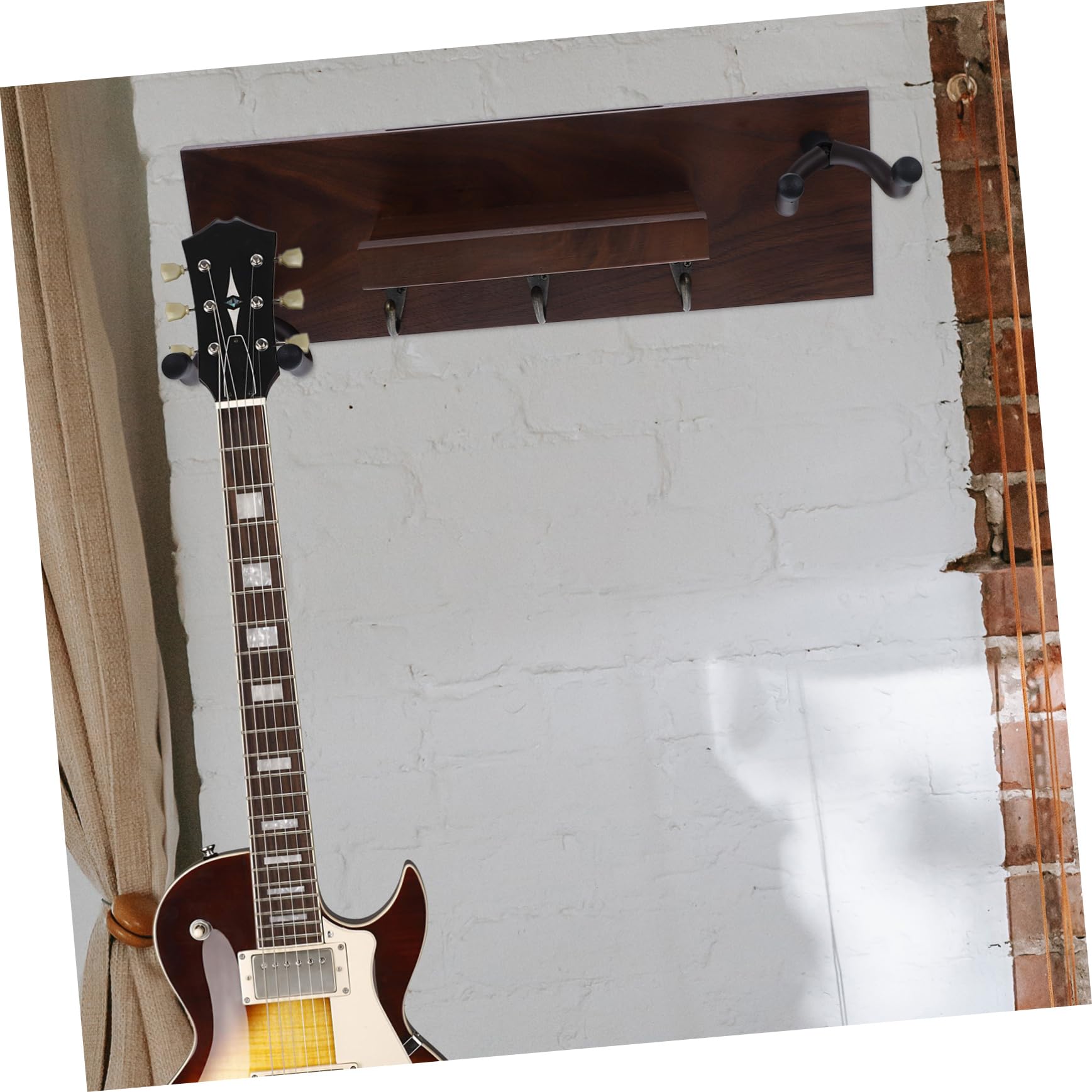TOYANDONA Supporto per Chitarra da Parete 4 in 1, Gancio in Legno | Chitarra Acustica ed Elettrica, Montaggio Semplice, Stabile, Non Lascia Segni, Finitura Protetta