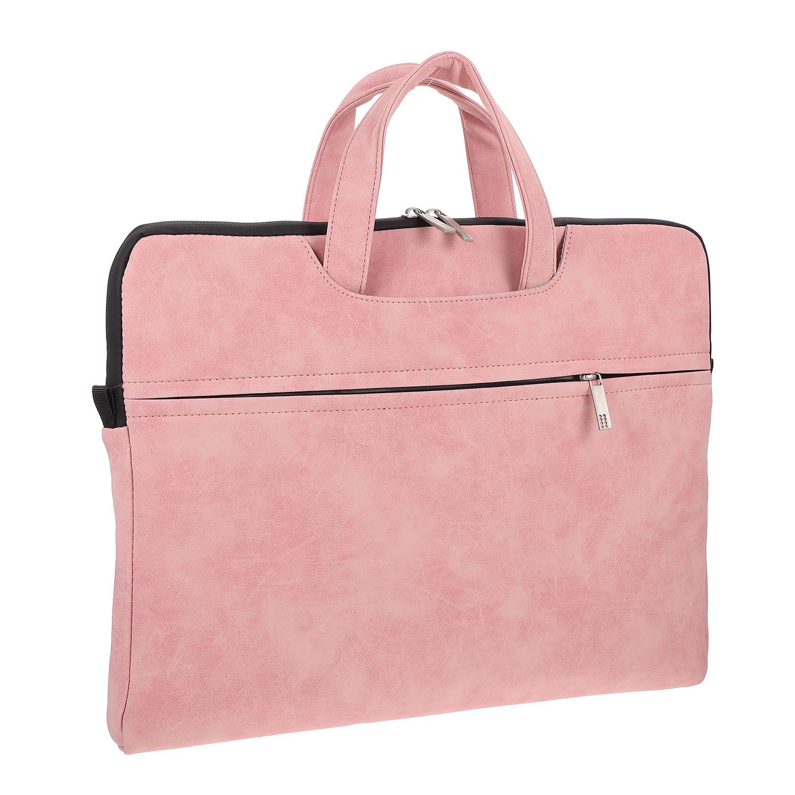 Borsa per Laptop Tracolla in Pelle Scamosciata Rosa