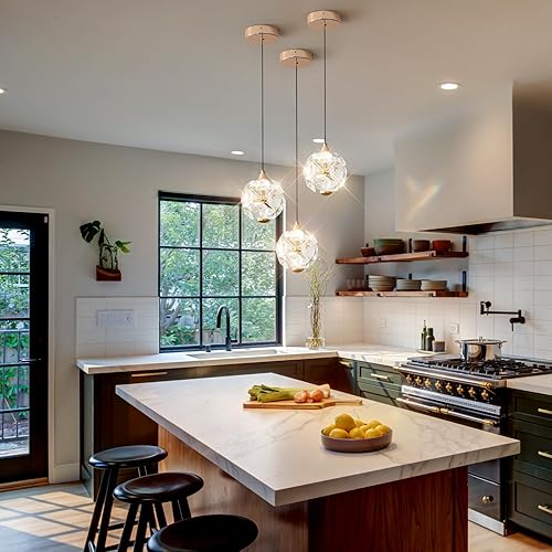 Miniatura 3 de Lámpara colgante de cristal LED, lámpara colgante moderna, con fuente de luces LED de 8 vatios de 4000 K, lámpara de techo, para isla de cocina,