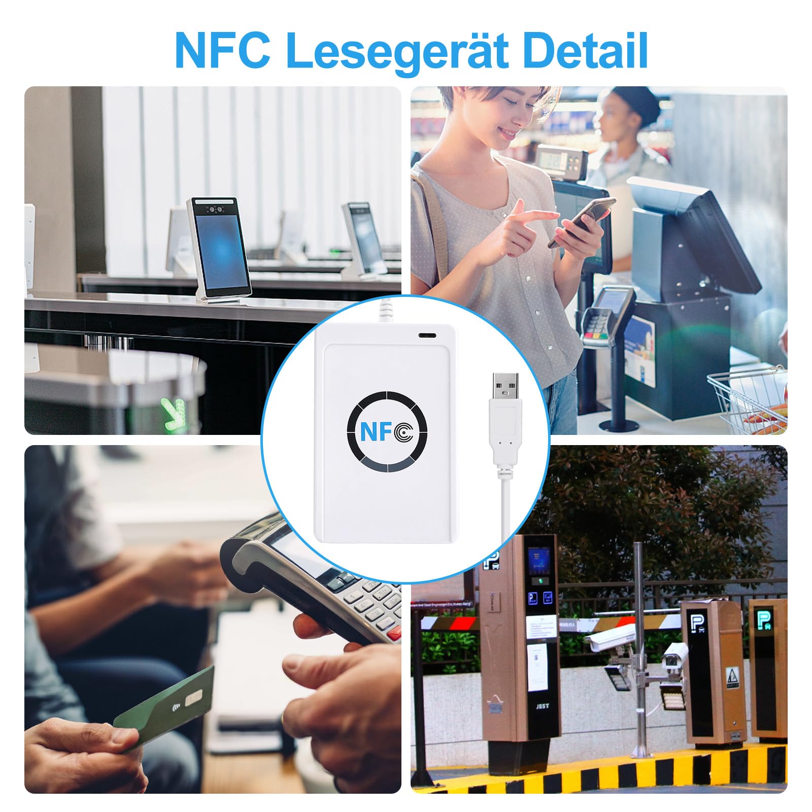Lecteur NFC RFID Acr122u - Lecteur USB sans contact - Prend en charge Iso 14443a/B Felica NFC - Avec vitesse de 424 Kbps - Pour ordinateur jusqu'à 50 mm de portée