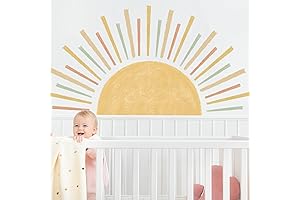 48.07 x 24.82" Large Boho Half Sun Wall Decal: Brighten Up Any...