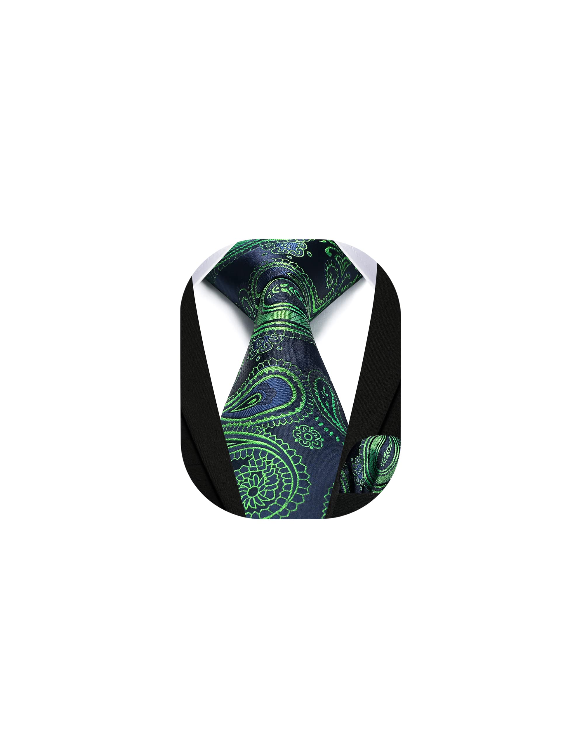 HISDERN Ties for Men Paisley Floral Tie Handkerchief Classic Woven Business Formal Necktie and Pocket Square Set Wedding