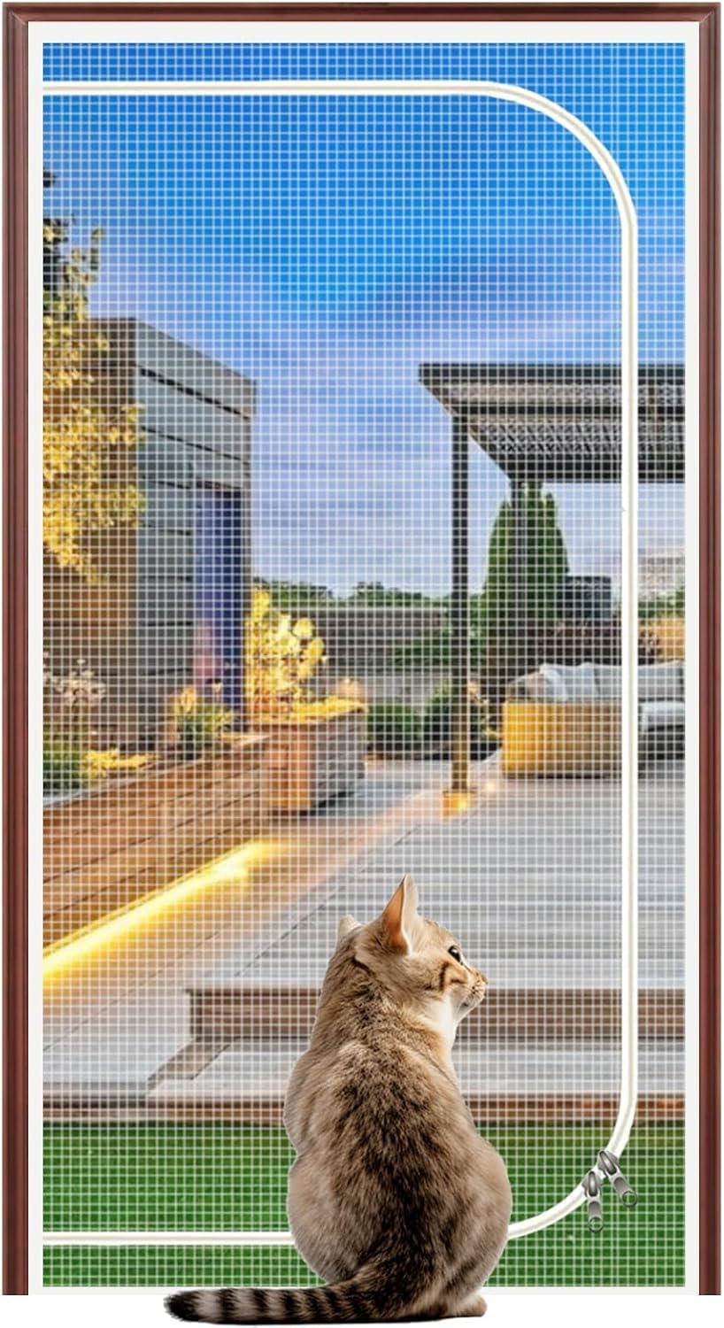 Cat Gate For Door, Prevent From Running Out, Isolation Screen For Introducing New Cats, Net For Dog Pet(White,80x210cm)