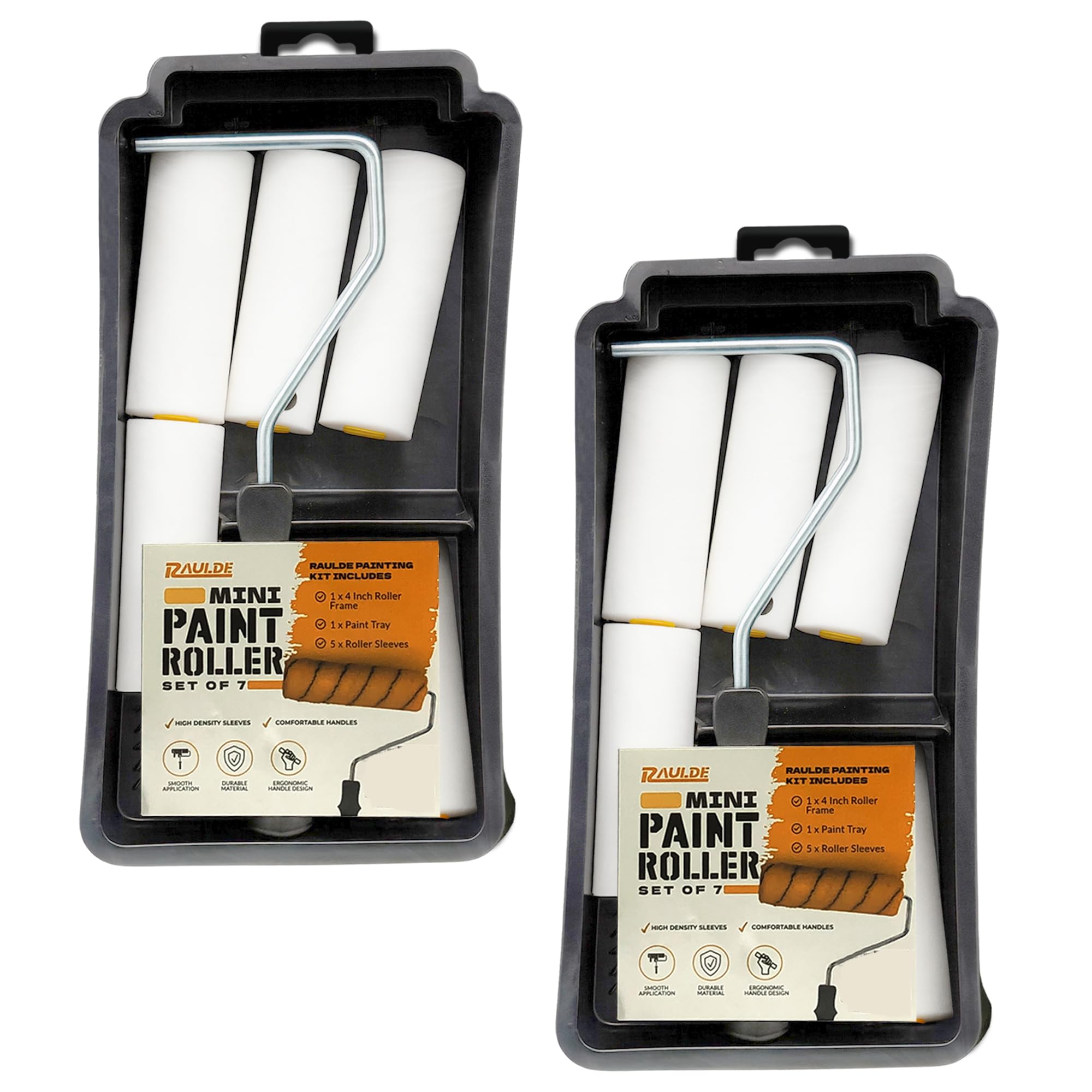 Bundle of 2-7 Pcs Paint Roller Set - Paint Rollers and Trays Sets - Paint Brush, Masking Tape for Painting, Paint Mixer - Roller Sets for Painting Walls, Edges & Ceilings