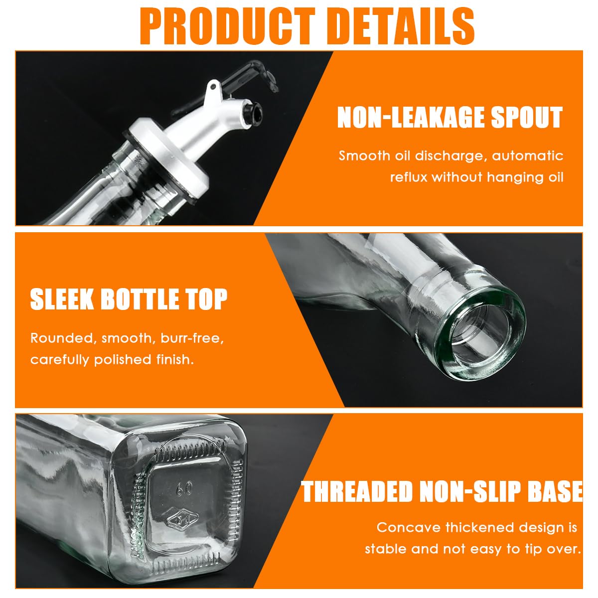 4 Oliere In Vetro 500ml USENG - Con Tappi In Sughero, Etichette, Penna E Imbuto - Foto 8