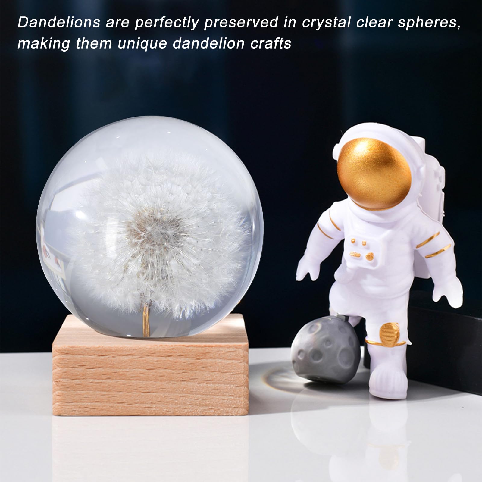 Blumen Nachtlicht Glaskugel 8cm - 3D Maiglöckchen LED Tischlampe