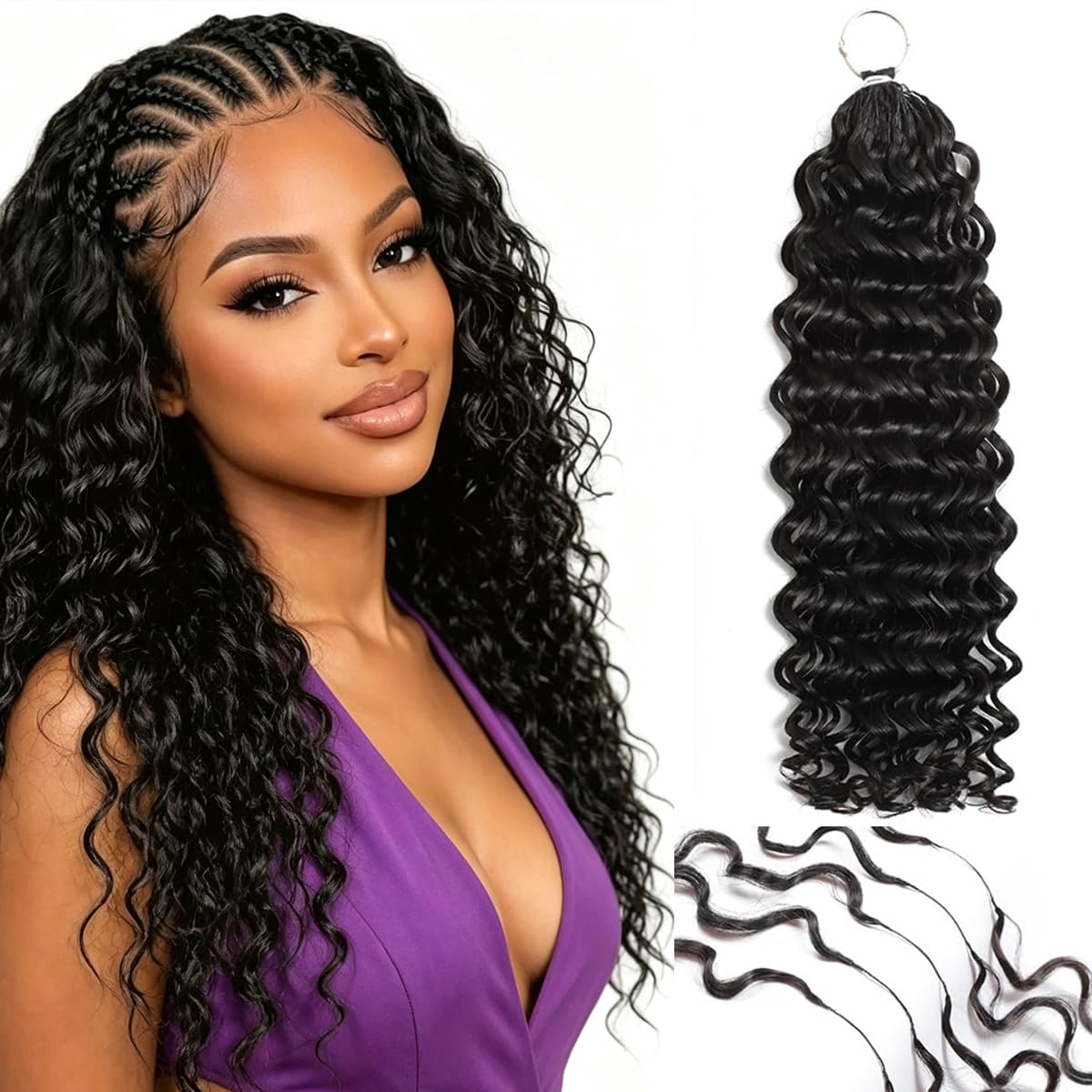 Extensions de cheveux humains au crochet à plumes, 100 % cheveux humains 180 g, 144 mèches, pré-séparés, cheveux au crochet pour femmes noires, bouclés, invisibles, 45,7 cm