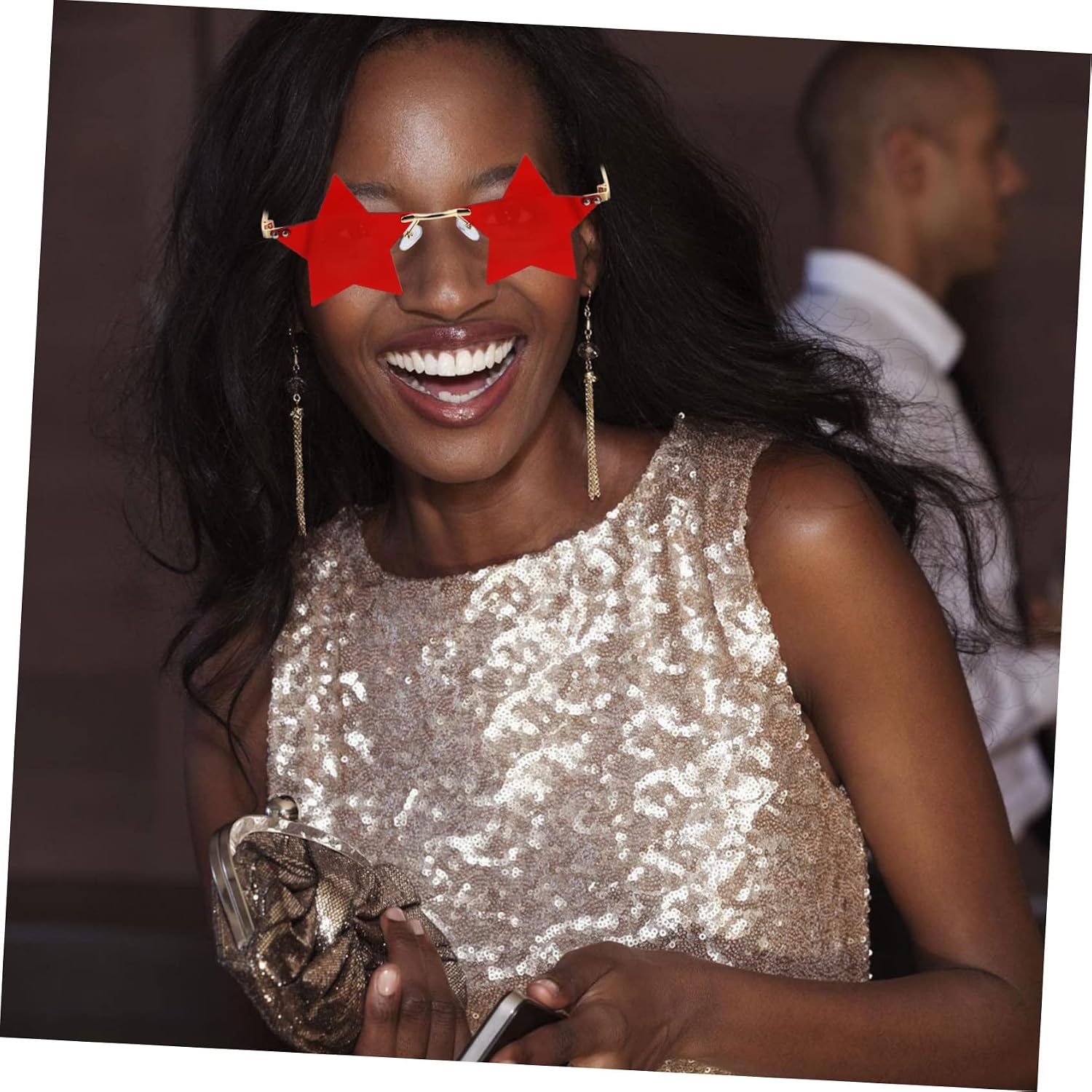 1pair Star Shaped Sunglasses Rimless Design Unique Costume Accessory for Parties Festivals and Outdoor Activities Fun and Stylish Eyewear for Men and Women