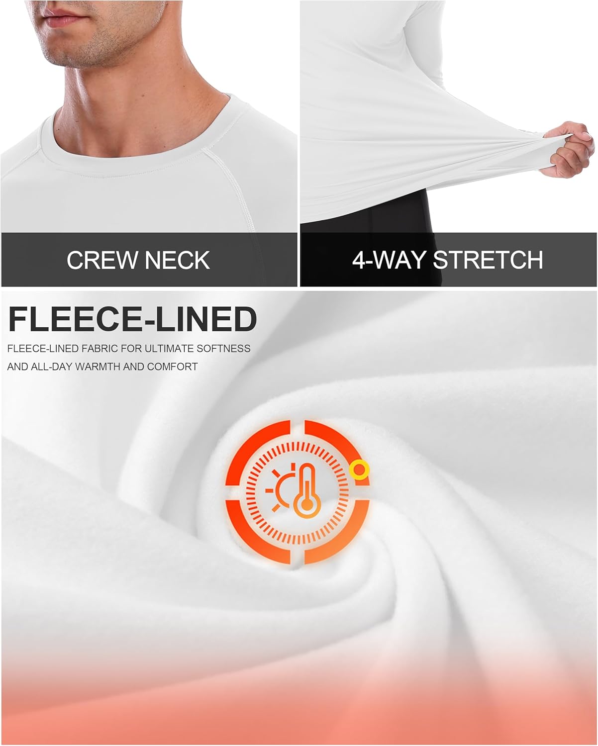 Roadbox Men's Thermal Compression Shirts, Long Sleeve Fleece Lined Undershirt, Cold Weather Workout Athletic Base Layer Top - Image 4