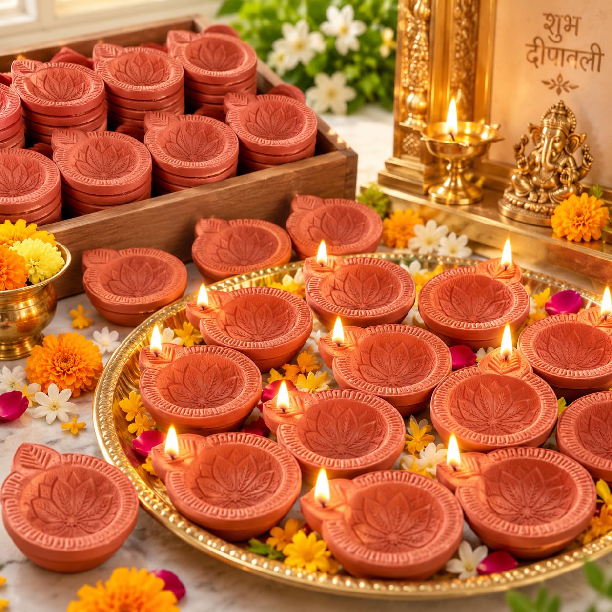 DIVAYANSHI Terracotta Tea Lights - Diwali Candles Pack of 12 -7 DIVAYANSHI Terracotta Tea Lights - Diwali Candles Pack of 12 -7