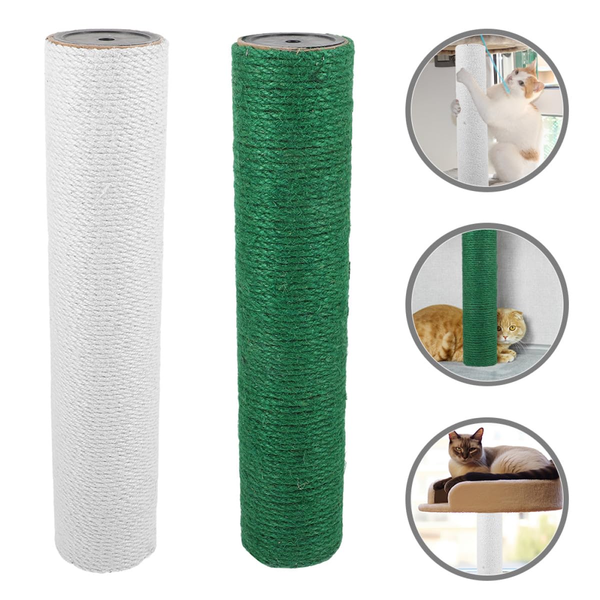 Cabilock Poste Rascador de Suelo para Gatos 2 Piezas, Repuesto de Cuerda de Yute Natural, Accesorio para Rascador Decorativo de Interior, 50 Cm Alto X 8 Cm Diámetro, Adecuado para