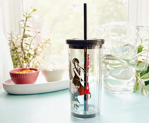 Miniatura 4 de Spy X Family Trio - Vaso frío de plástico con tapa resistente a fugas y popote reutilizable, vaso de viaje para bebidas, capacidad para 20 onzas