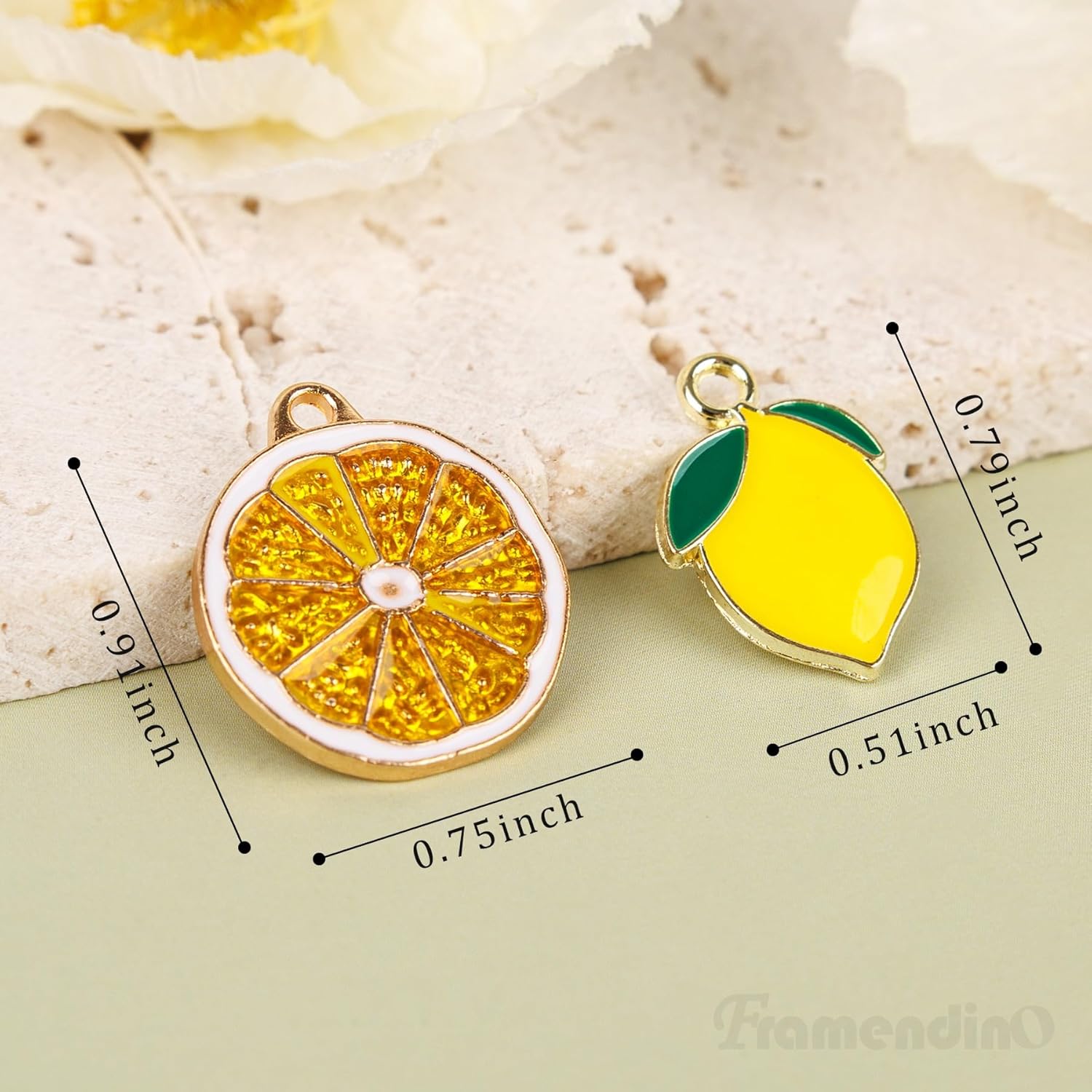 Framendino, 40 Pack Enamel Lemon Charms Fruit Food Gold Plated Charm Pendants for Jewelry Making Necklaces Earrings Bracelets 2 Styles - Image 2