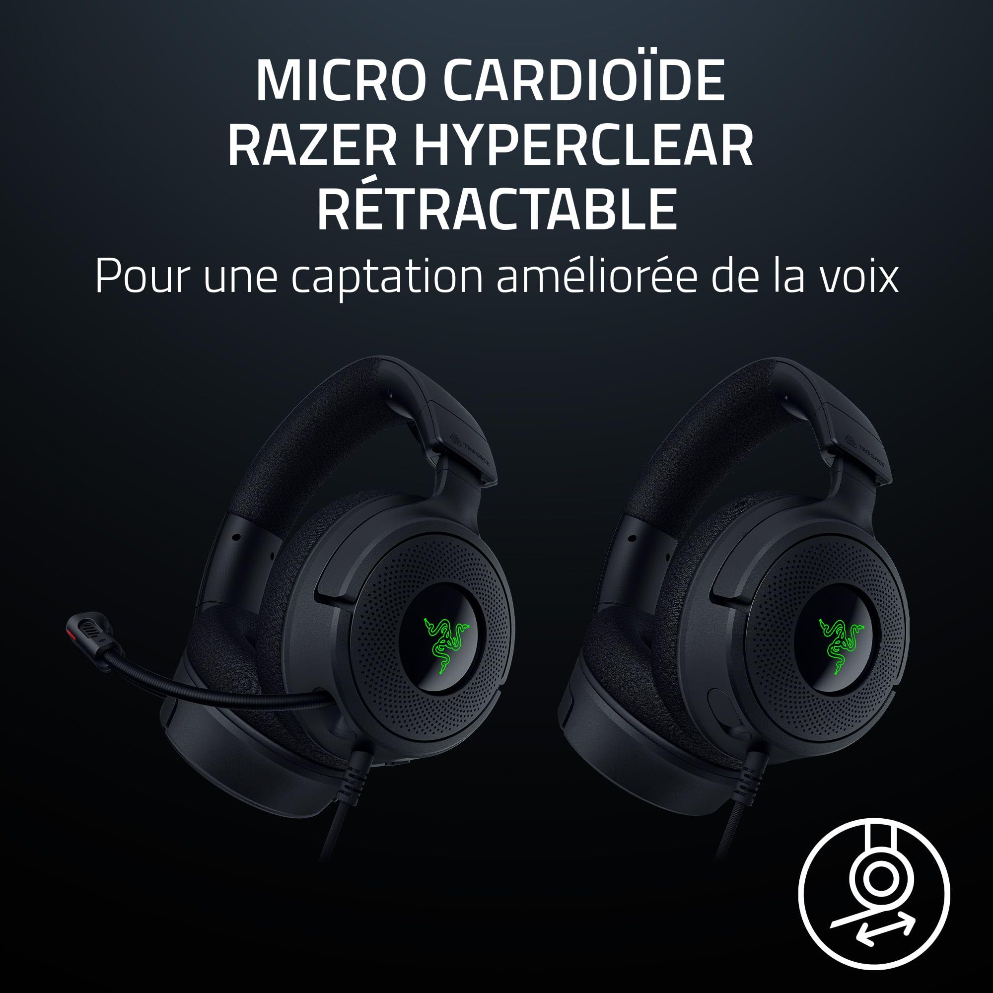 Razer Kraken V4 X - Casque de Jeu Filaire (Drivers Triforce 40mm, Micro cardioïde rétractable, Son Surround 7.1, Chroma RGB, pour PC - Console et téléphones Via USB-C) Noir