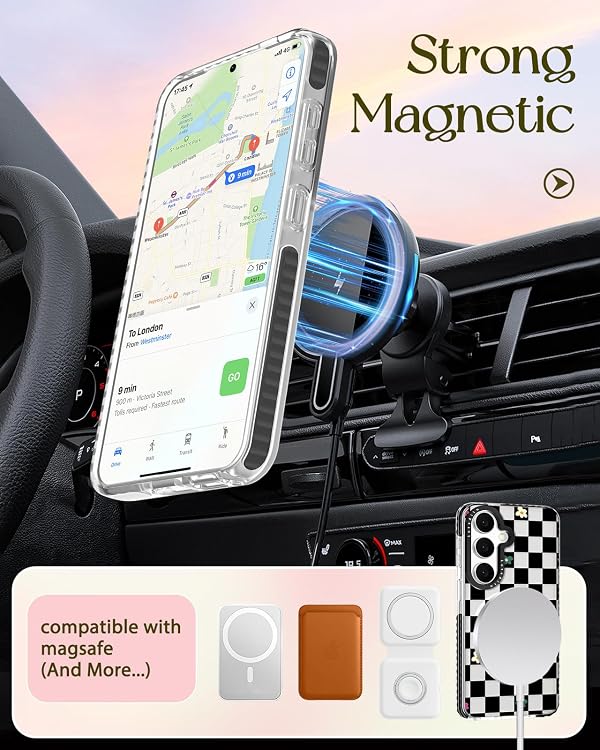 Lotadilo Cute Case for Samsung Galaxy S26 Plus for Women Girls - Funny Plaid Flower Design Compatible with Magsafe Magnetic Ring Holder Kickstand Fashion TPU Phone Covers by Lotadilo - Used condition - Image 5
