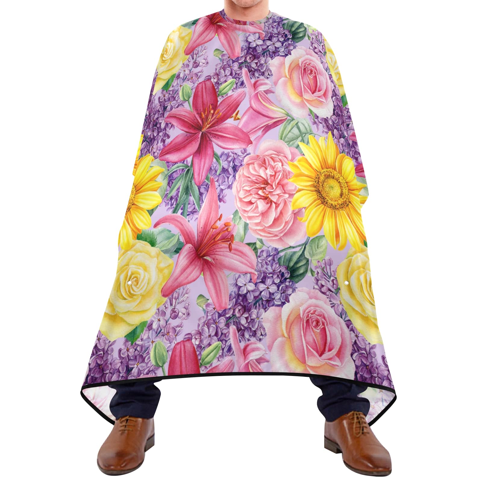 Capa De Peluquería Profesional 140x168cm, Girasol Rosa Flor Bata Peluqueria Unisex Personalizada Capa De Corte De Pelo, Para Cortes Y Teñidos, El Cabello