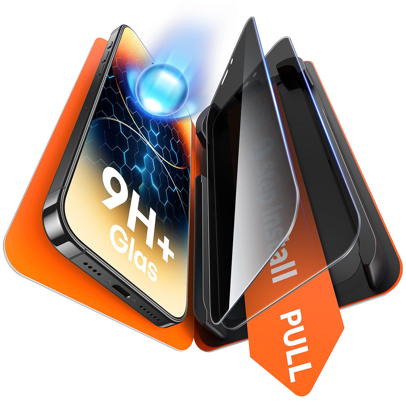 TAURI 2 Pack for iPhone 14 Pro Max Privacy Screen Protector, 1-Step Install