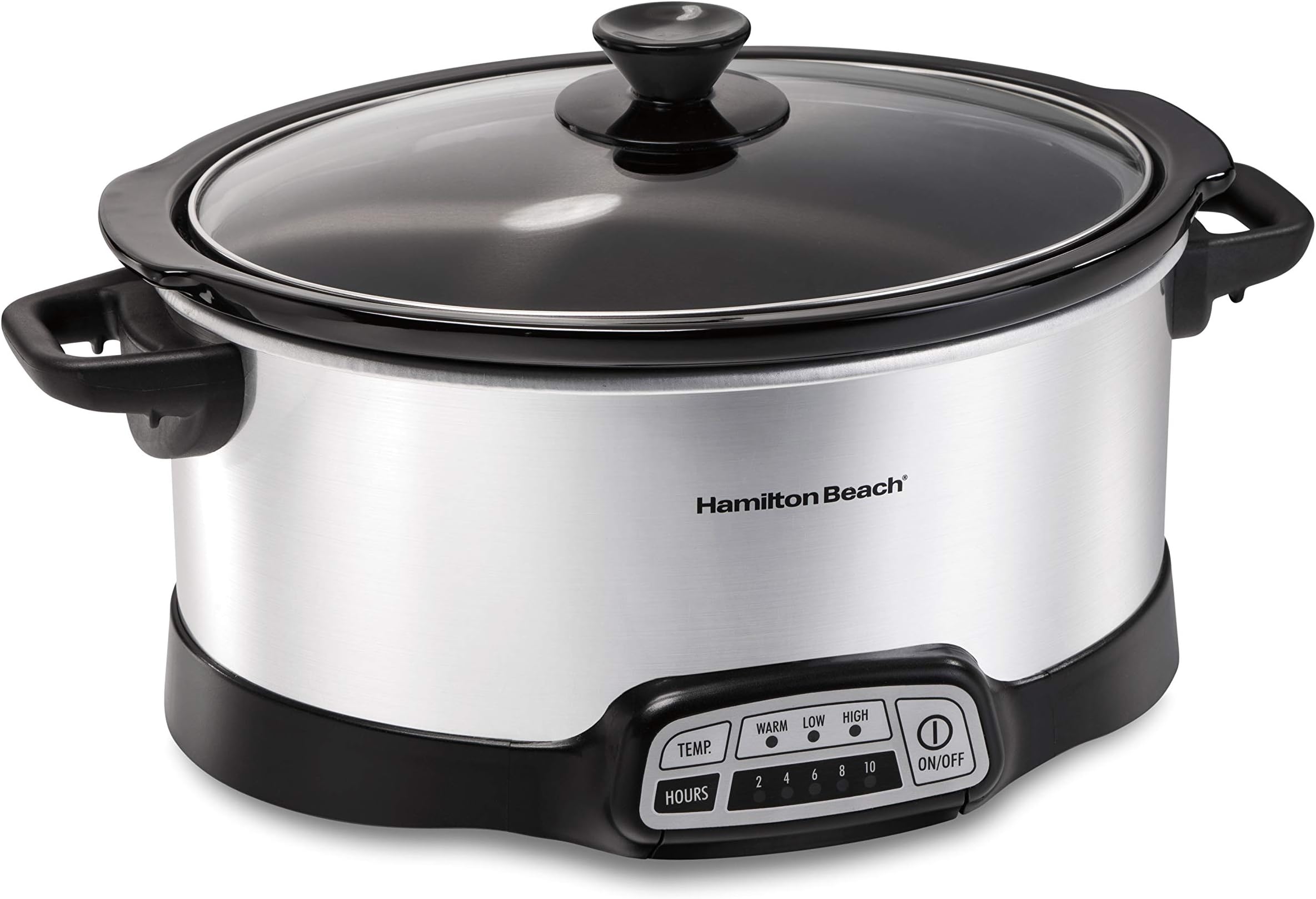 7 Quart Programmable Slow Cooker With Flexible Easy Programming, 5 Cooking Times, Dishwasher-Safe Crock & Lid, Silver (33473)