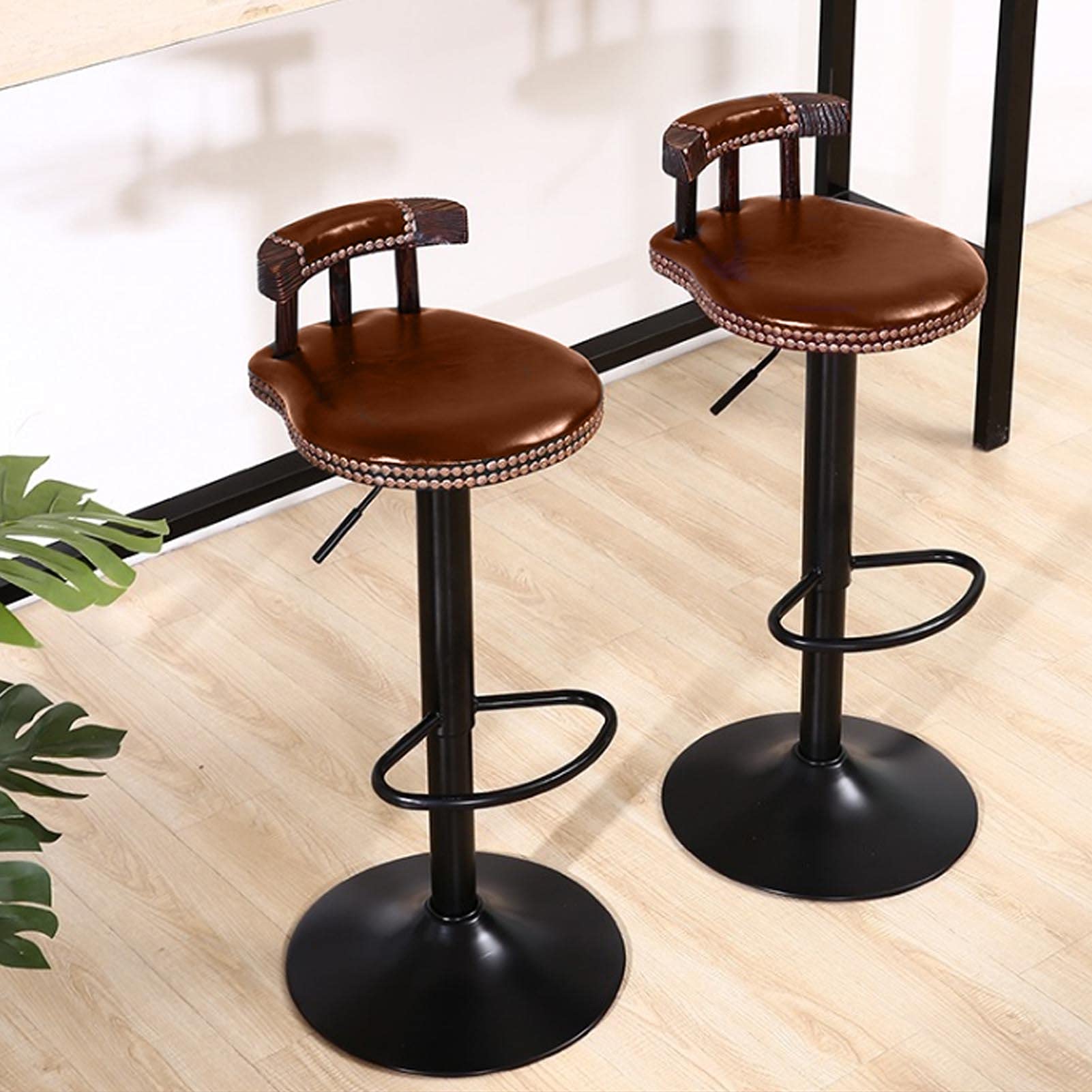 Buy Holdfiturn Vintage Bar Stools 6080cm Height Adjustable Wooden Swivel High Leg Lifting